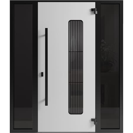 Vdomdoors Front Exterior Aluminum Door Ronex0511 Bronze Oak Prehung Entry Steel Metal Modern Painted RONEX0511EXD-BRW-W16+36+16xH80-LH-I