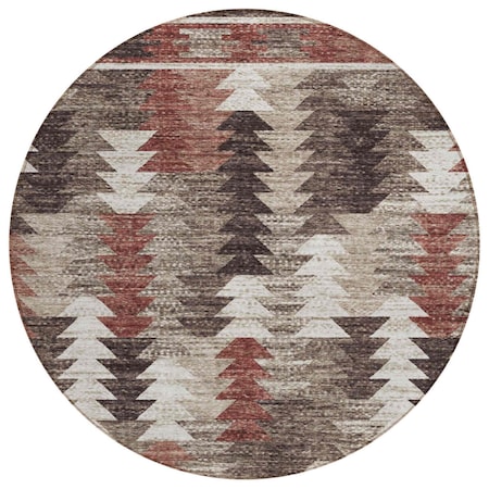 Homeroots 8' Brown And Ivory Round Southwestern Washable Indoor Outdoor Area Rug 587340