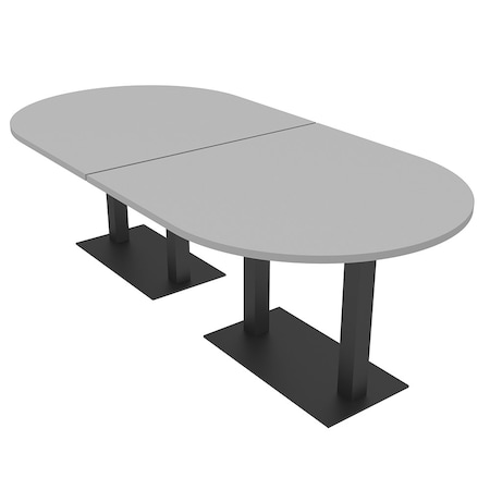 Skutchi Designs Racetrack Conference Table With Power Unit, 48 in W, 96 in L, Grey HAR-RAC-48X96-DOU.BK-U779-NA