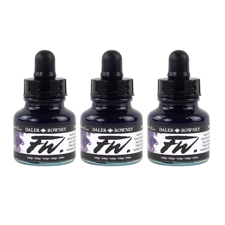 Daler-Rowney FW Acrylic Ink, Indigo, 29.5ml, 3PK D160029127