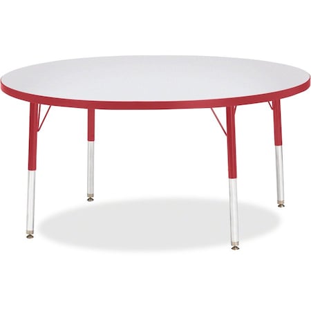 Jonti-Craft Berries Round Activity Table, 48 in. Diameter, E-height, Freckled Gray/Red/Gray 6433JCE008
