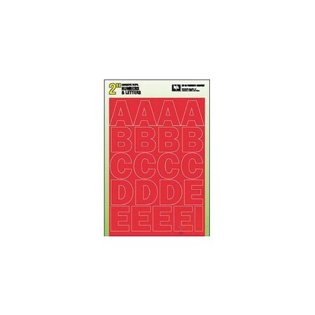 Hy-Ko Die-Cut Number and Letter Set, 2 in H Character, Red Character, Red Background, Vinyl 30004