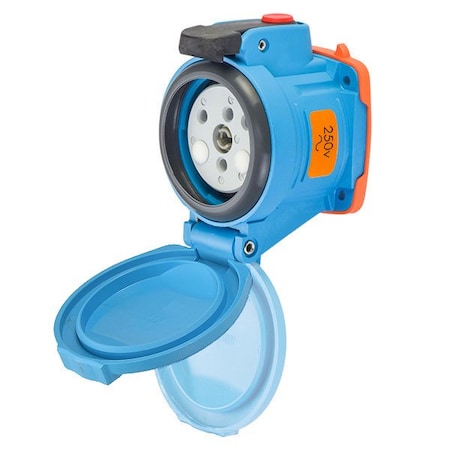 Meltric DSN30 RECEPTACLE POLY BLUE SIZE 2 TYPE 4X IP 69 2P+G 30 A 250 VAC 60 Hz +2 AUX 63-34072-972