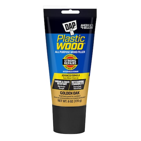 Dap Wood Filler, 6 oz, Tube, Golden Oak, Plastic Wood 7079800582