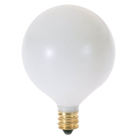 Satco 25W G16 1/2 Incandescent, Satin White, 1500 Avg. Hrs, 202 Lu, Candelabra base, 120V, 2-Card S3753