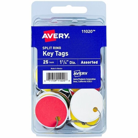 Avery Metal Rim Key Tags, 1-1/4" Diamete, PK25, 25 PK 11020