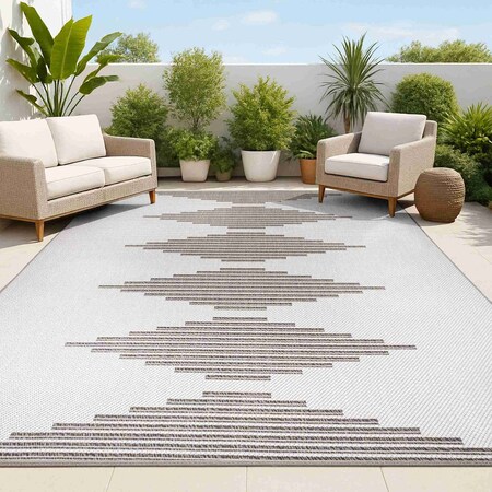 Jonathan Y Vinales Diamond Stripe Light Gray/Black 3 ft. x 5 ft. Indoor/Outdoor Area Rug SMB204B-3