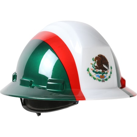 Dynamic Full Brim Hard Hat w/HDPE Shell, 4-Point Textile Suspension Graphic Wrap, Wheel Ratchet Adj. 280-HP641R-MEX