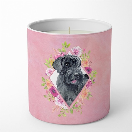 Carolines Treasures 10 oz Giant Schnauzer Pink Flowers Decorative Soy Candle CK4178CDL