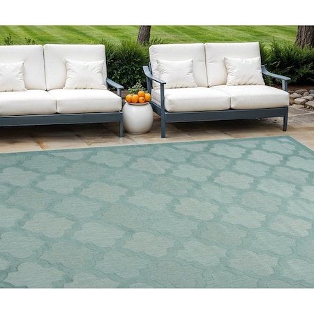 Homeroots 9' X 12' Aqua Indoor Outdoor Area Rug 522134