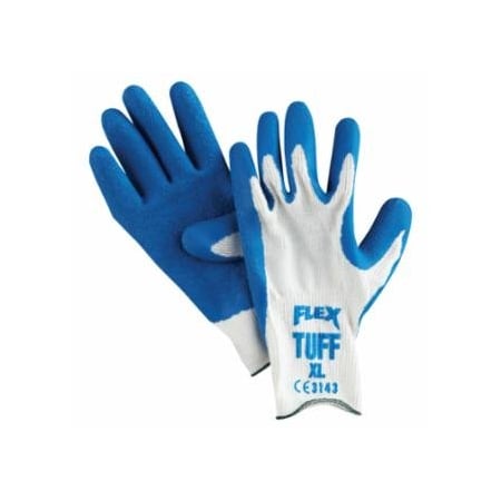 Mcr Safety Flex Tuff Latex Dipped Gloves, X-Large, Blue/White, 12PK 127-9680XL