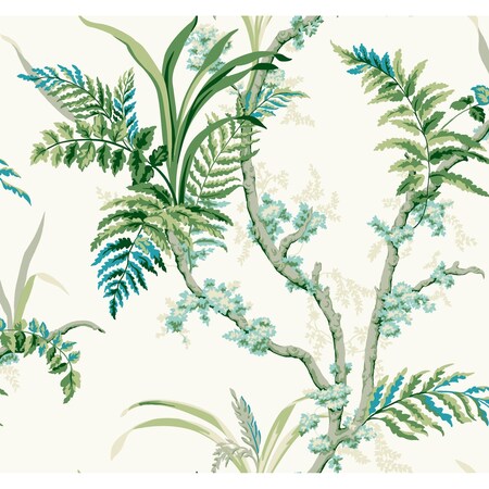 York Wallcoverings Enchanted Fern Blue and Green Wallpaper GR5991