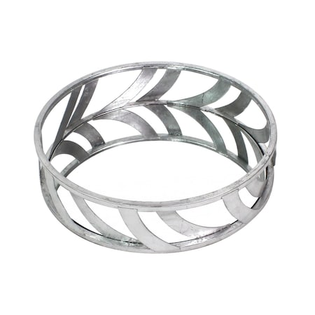 Homeroots 14in Silver Round Metal Geometric Vanity Tray 274455