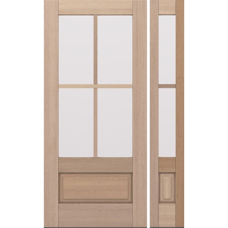 Doornmore G7504, 51.5" x 82" ( 36" Door + 12" Side) Left Hand, Mahogany SDL 4 Lite, 3/4 Lite Exterior Door G7504-SW-3680-G7502-SL_1-1_LI