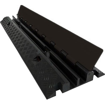Electriduct Cable Protector, 1.90 in H, 40 in L, 10 in W, 2 Channel, Rubber, Black CP-RPS-212-BK