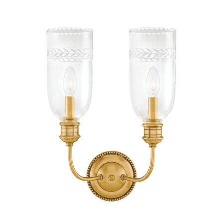 Hudson Valley Lighting Lafayette 2 Light Wall Sconce 12.5 In. Aged Brass 292-AGB