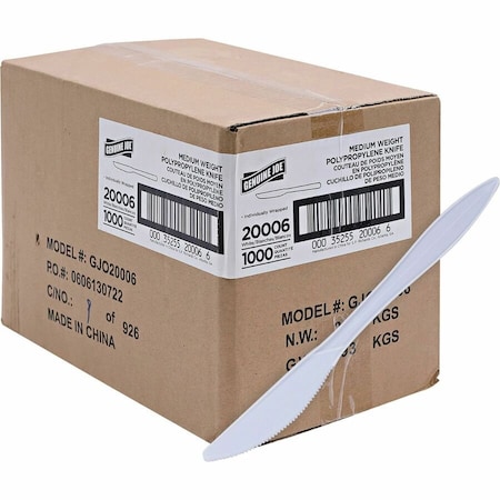 Genuine Joe Individually Wrapped Knife - White, 1000PK GJO20006