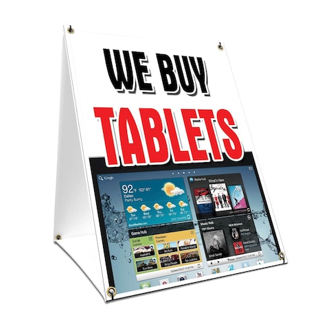 Signmission We Buy Tablets, 36 Inch x 24 Inch A-frame Yard Sign, Plastic Sign SBC-2436-We Buy Tablets