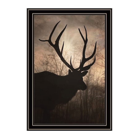 Homeroots Elk Sunrise Black Framed Print Wall Art 530014