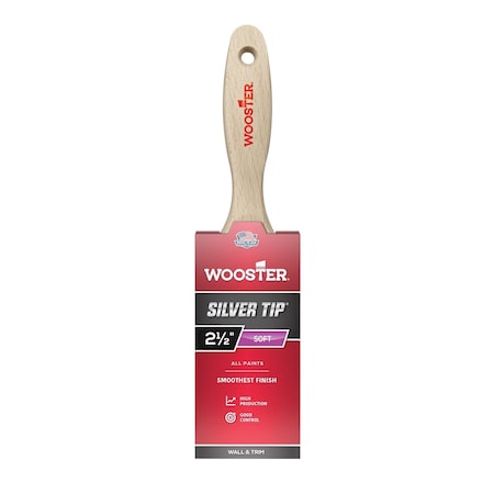 Wooster 2-1/2" Varnish Soft, Silver CT Polyester Bristle, Paint Brush, Wood Handle 5222-2 1/2