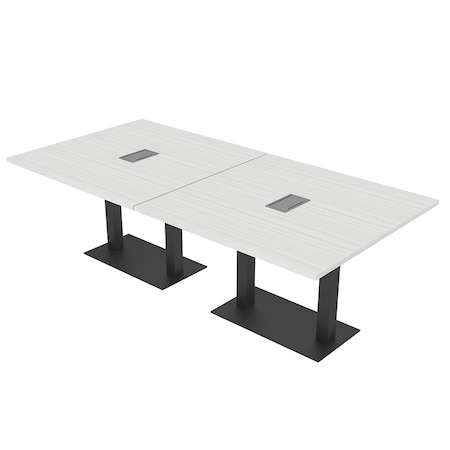Skutchi Designs Rectangle Conference Table With Power, 48 in W, 96 in L, White HAR-REC-48X96-DOU.BK-WA7976-EBLK