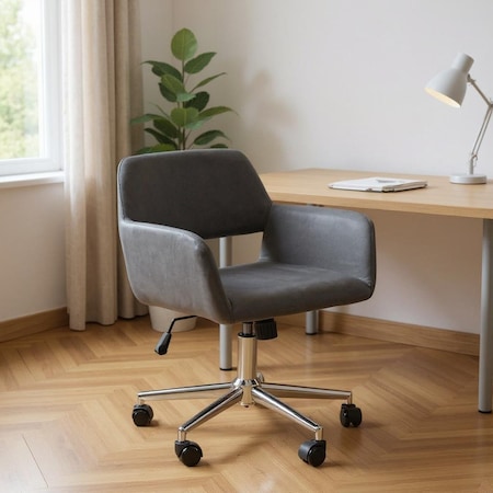 Homeroots Gray and Silver Adjustable Height Swivel Rolling Office Chair 568086