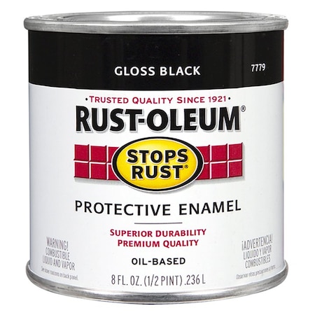 Stops Rust 1/2 Pt Rust-Oleum Brands Black Protective Enamel, Gloss 7779730