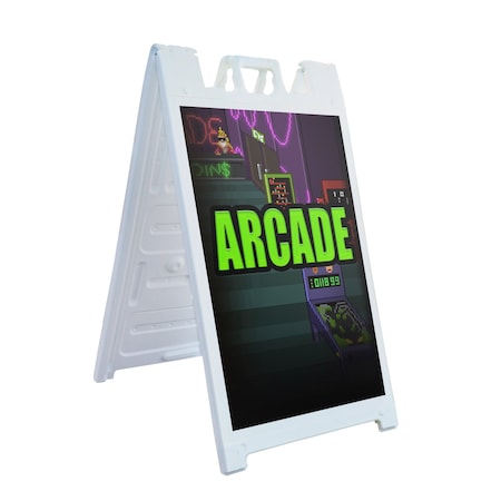 Signmission Arcade, A-Frame & 2 Decals Installed, Heavy-Duty Plastic Frame SBHD-D-2436-Arcade