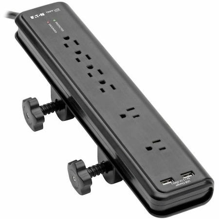 Eaton Tripp Lite Series Protect It 6-Outlet Clamp-Mount Surge Protector, 6 ft. 1.83 m Cord, 2100 TLP606DMUSB