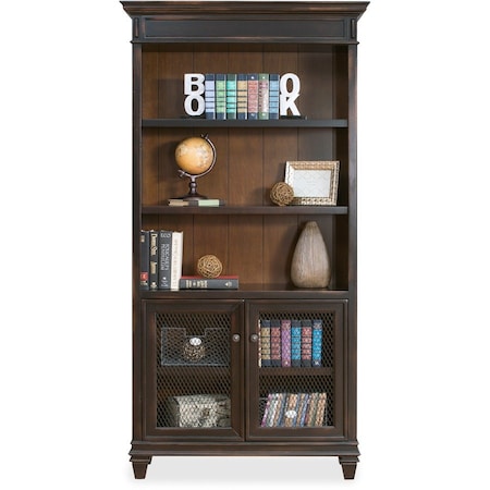 Hartford Library Bookcase in 2 Tone Distressed Black IMHF4078D