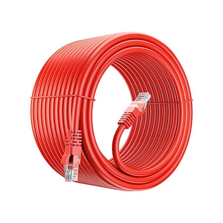 Maximm 100ft Cat6 Round LAN Patch Cable, Red CAT6-100FT-Red