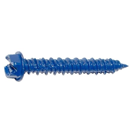Midwest Fastener Masonry Screw, 1/4" Dia., Hex, 1 3/4 in L, Steel Blue Ruspert M09267