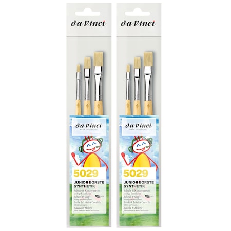 Da Vinci JUNIOR BORSTE Synthetic Student Brush, Acrylic, Flat, Series 329, Assorted Sizes, 3-Piece Set, 2PK VA-5029_0