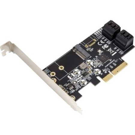 Syba Multimedia SYBA Multimedia SI-PEX40138 4 Port Non-Raid SATA III 6Gbps & M.2 B Key 2242 PCI-e x4 Controller Card SI-PEX40138