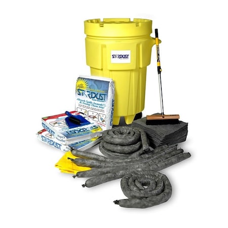 Stardust Spill Products Wheeled Spill Kit, 48 gal Volume Absorbed per Kit, 95 gal Capacity, Drum, Yellow, 75 D950U
