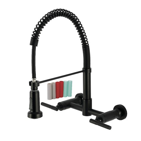 Kingston Brass Double-Handle Wall-Mount Pre-Rinse Bridge Kitchen Faucet, Matte Black GS8180CKL