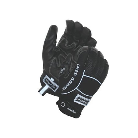 Perfect Grip Mechanic Gloves, Grain Goat Skin, Adjustable Hook and Loop Closure Cuff, Black, S, 1 PR PSS552BK/S