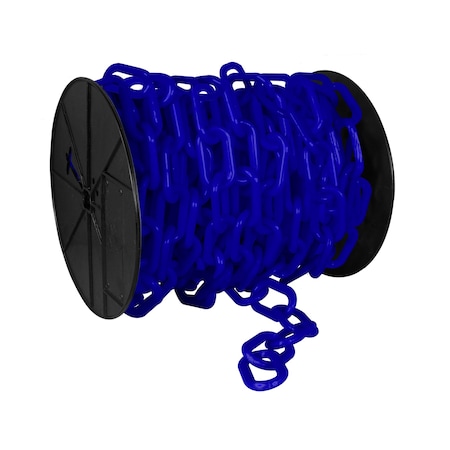 Mr. Chain 3" x 60' Traffic Blue Plastic Safety Chain - Reel 80126