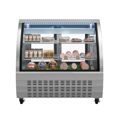 Koolmore 47" Deli Case and Meat Display Refrigerator, Multi-Tiered Shelves, Curved Glass Front RD18C-SS