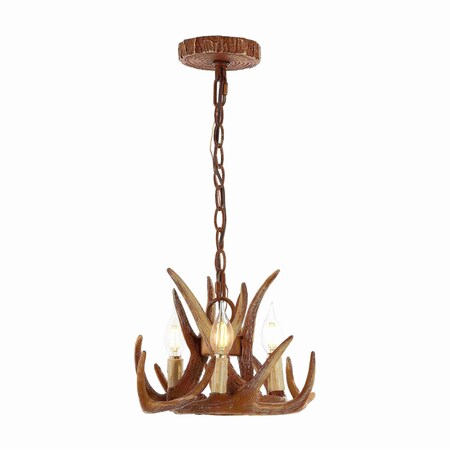 Jonathan Y Nelle 11.5" Adjustable Resin Antler 3-Light LED Chandelier, Brown JYL6313A