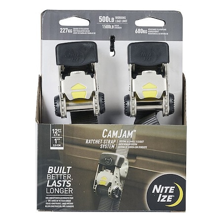 Nite Ize Ratchet Strap, 2 7/8" L, 1 15/16" W, PK2 CJRS12-09-2R8