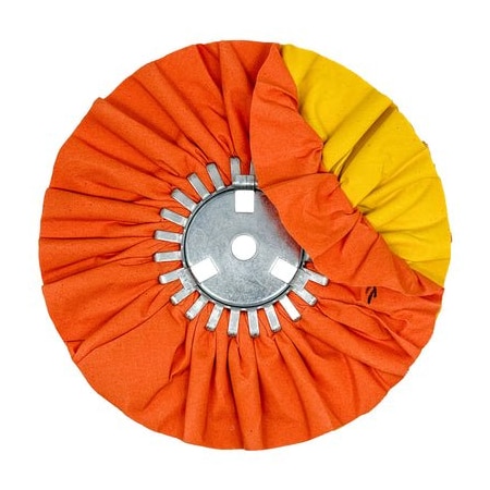 Renegade Products Usa Combination Airway Buffing Wheels, 10 Inch, Orange-Yellow, 5/8" Arbor Center Plate FAW10X3X5/8N4-16P86OT/YT