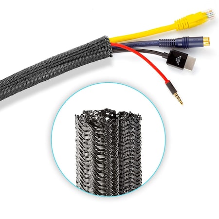 Maximm 30ft 3/8" Split Wire Loom Cable Management Cord Protector, Black SCW-30FT-0.375-Black