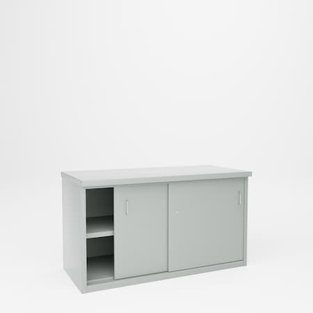 Pucel Cabinet Workbench with Shelf & Door, 60 in W x 34 in H x 28 in D, Gray CS-2860-SD