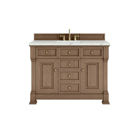 James Martin Vanities Brookfield 48 in. Single Vanity, Pecan w/ 3 CM Ethereal Noctis Silestone Top 547-V48-PCN-3ENC