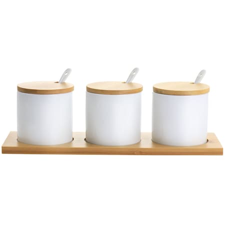 Gibson Elite Gracious Dining 10 Piece Fine Ceramic Condiment Jars Serving Set in White 134044.1