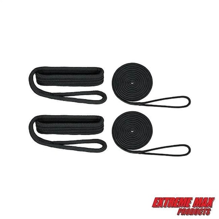 Extreme Max 3006.2693 BoatTector Premium Double Braid Nylon Dockside Rope Value Pack - 1/2", Black 3006.2693