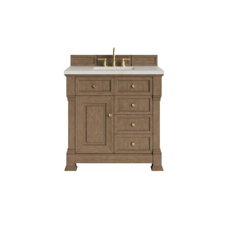 James Martin Vanities Brookfield 36" Single Vanity, Pecan, w/ 3 CM Siberian Silestone Top 547-V36-PCN-3SFR