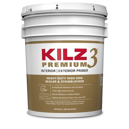 Kilz Sealer and Primer, White, 5 gal, Pail 13000