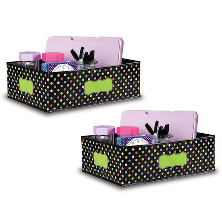 Teacher Created Resources Chalkboard Brights Storage Bin, 16" x 11" x 5", 2PK 20765